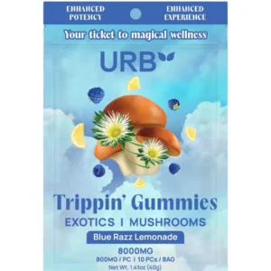 Blue Razz Lemonade URB Trippin’ Mushroom Gummies 8000mg 10ct