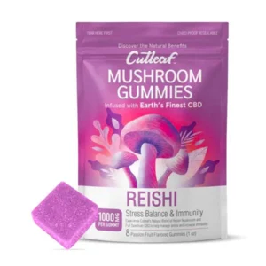 Reishi Passion Fruit Cutleaf Mushroom CBD Gummies 1000mg