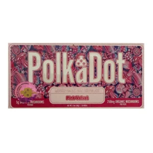 Pink Velvet PolkaDot Mushroom Belgian White Chocolate 250mg Per Piece