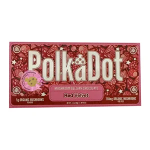 Red Velvet PolkaDot Mushroom Belgian White Chocolate 250mg Per Piece