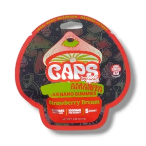 Strawberry Dream CAPS by Good Morels Amanita+D9 Nano Gummies 5000mg