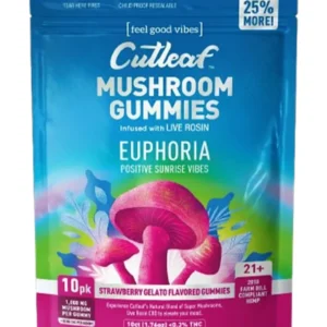 Strawberry Gelato Cutleaf Euphoria Mushroom Gummies 1000mg 10ct